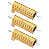 PATIKIL 50W 16 Ohm Aluminum Shell Resistor, 3Pcs Aluminum Housing Resistor, 5% Tolerance Wirewound Resistors Screw Tap Chassis Mounted, Golden