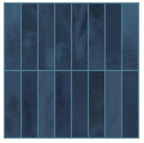 GRIPRO Peel and Stick Wall Tile – 10"x10" 3D Adhesive Backsplash Tile for Kitchen, Bathroom 3D Wall Panels (10 Sheets, Dark Blue)