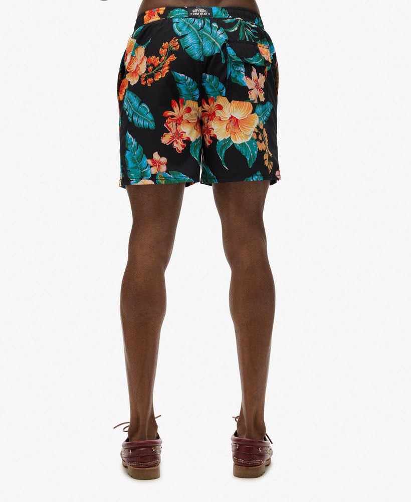 Superdry Męskie szorty kąpielowe o długości 43 cm z nadrukiem hawajskim
