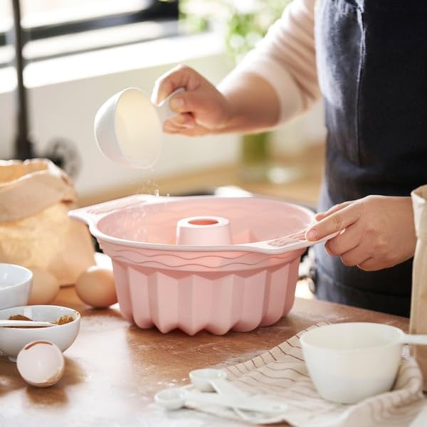 ProTuning BAKTIDER - Molde para tartas estriado, color rosa pálido, 22 cm
