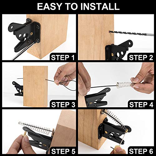 Self Locking Gate Gravity Latch Stainless Steel Spring Loaded With Adjustable Gate Latch Cable Pull For Metal Wooden Fences (Black Kit) #TOP5