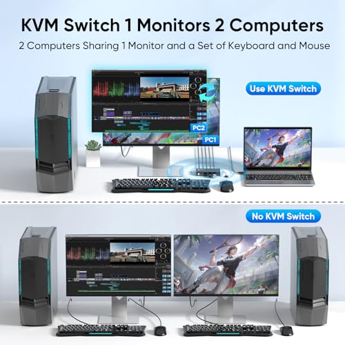 Hearvo STK-S7232H-08081 Usb 3.0 Hdmi Kvm Switch 1 Monitors 2 Computers, 4K@60Hz Kvm Switches thumb #2