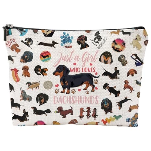 Kosmetiktasche für Mädchen Dackel Schminktasche Makeup Tasche mit Reißverschluss für Freundin Dackel Geschenke Für Tierliebhaber Tragbar Kulturtasche Damen für Reise Alltagsleben