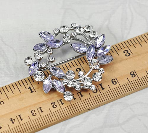 Image of Gyn&Joy Clear Crystal Rhinestone Floral Wreath Pin Brooch BZ005