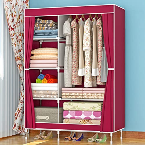 Armarios de lona portátiles y armario plegable para dormitorio con organizador de ropa grande 3
