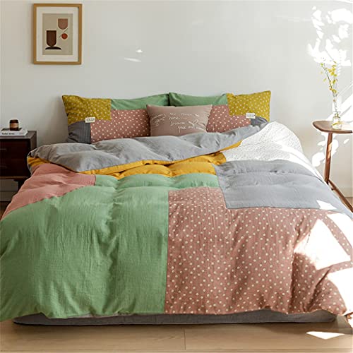 Copertura di Contrasto a Doppio Strato in Cotone a Quattro Pezzi Cucitura a Contrasto Puro Piumino in Cotone per Letti Morbidi (Colore: B, Dimensione: 1,5 m) (B 1,5 m)