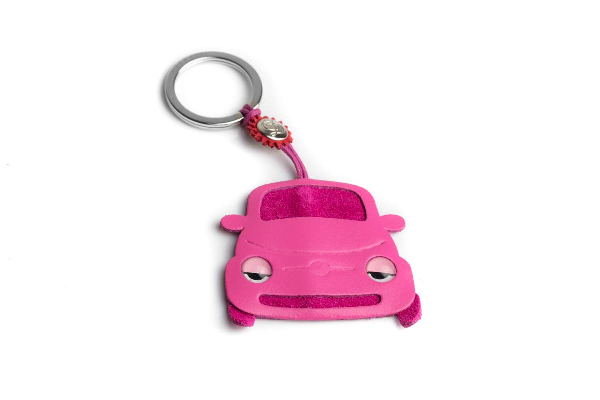 Dallaiti Design Portachiavi Auto in Pelle Pigmentata, Pelle Scamosciata E Filo Cerato Con Anello in Metallo Key Case, 12 cm, Key Case