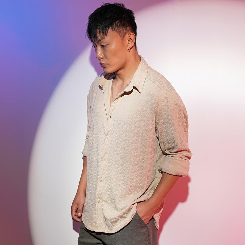 Image of CAHOOT Men's Solid Utility Shirt | Casual Wear | Spread Collar | Long Sleeve | Button Closure | Shirt Crafted with Comfort Fit for Everyday Wear