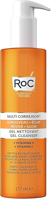 RoC - Multi Correxion Revive + Glow Gel Cleanser - Invigorating Facial Cleanser - Vitamin C - Boosts Skin Radiance - 177 ml