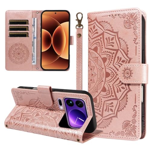 Coque Xiaomi 15 rabat cuir rose gold contre les rayures de l'écran