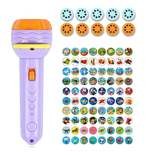 Audasi linterna para proyector Antorcha del proyector Proyección Iluminación para Linterna Flashlight diapositivas Juguete 80 patrones Luz nocturna para niños Cover