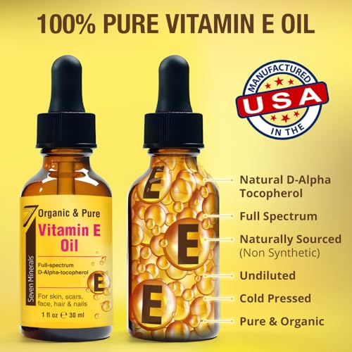 Seven Minerals Ultra Pure Vitamin E Oil - Full-Spectrum D-Alpha Tocopherol, 1 Fl Oz - 100% Organic Vitamin E Oil for Skin, Face, Hair, and Scars - Naturally Occurring = Not Synthetic - Image 3