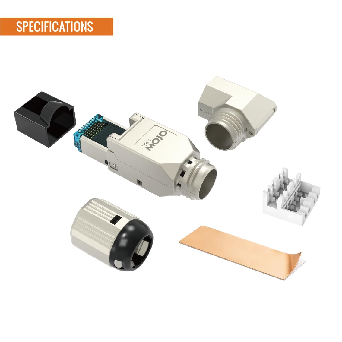 Tecmojo CAT8 STP Connecteurs RJ45 blindés sans outil, 40Gigabit, pour câbles 22-24 AWG, 12 Pièces