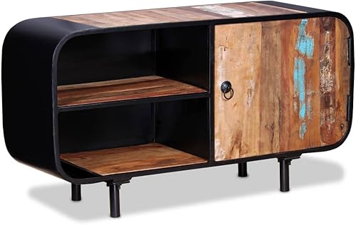 Miniatura 2 de BUKSCYJS Mesa de exhibición de TV, consola de TV de madera, mueble de TV, robusta y duradera, adecuada para oficinas, salas de estar, dormitorios,