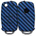 Produktbild kwmobile Autoschlüssel Hülle für VW Skoda Seat - Silikon Schutzhülle Schlüsselhülle Cover für VW Skoda Seat 3-Tasten Autoschlüssel Diagonale Zacken Design Blau Schwarz