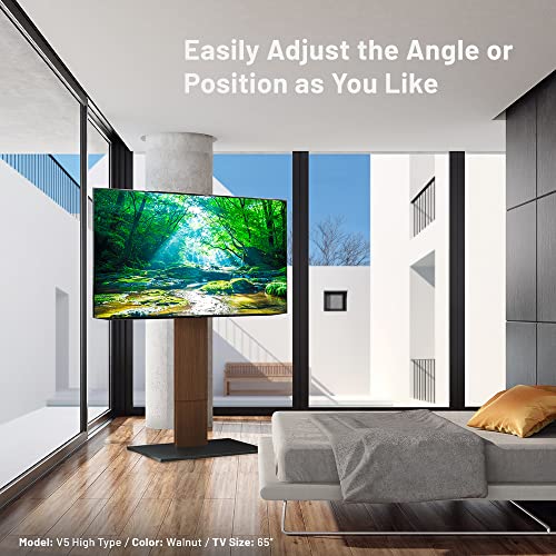 Wall V5 High Type | Japanese Rolling Portable Free-Standing 32-80 Inch Universal Tv Stand With Concealed Caster Wheels | Satin Black #TOP2