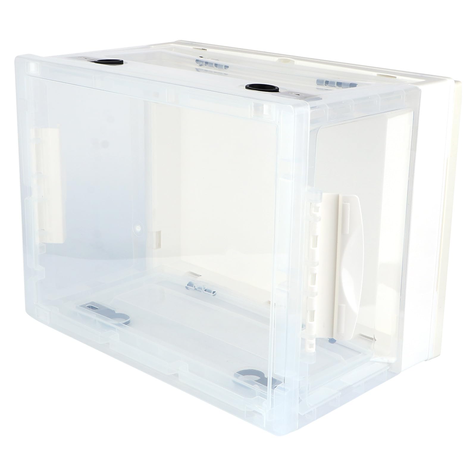 Abaodam Faltbare mit Transparentem Sichtfenster mit Deckel Aufbewahrungsbox aus Kunststoff Weiße Multifunktionale Kunststoffbox für Bücher und Kleidung im