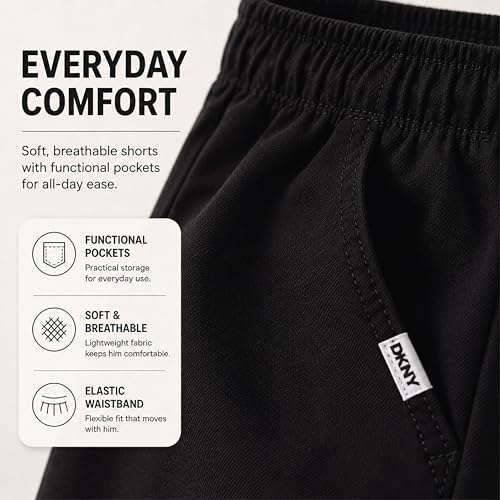 Image of DKNY Boys Shorts Set - 2 Piece Short Sleeve Collared Button Down Shirt and Matching Shorts for Boys (Sizes: 8-12)