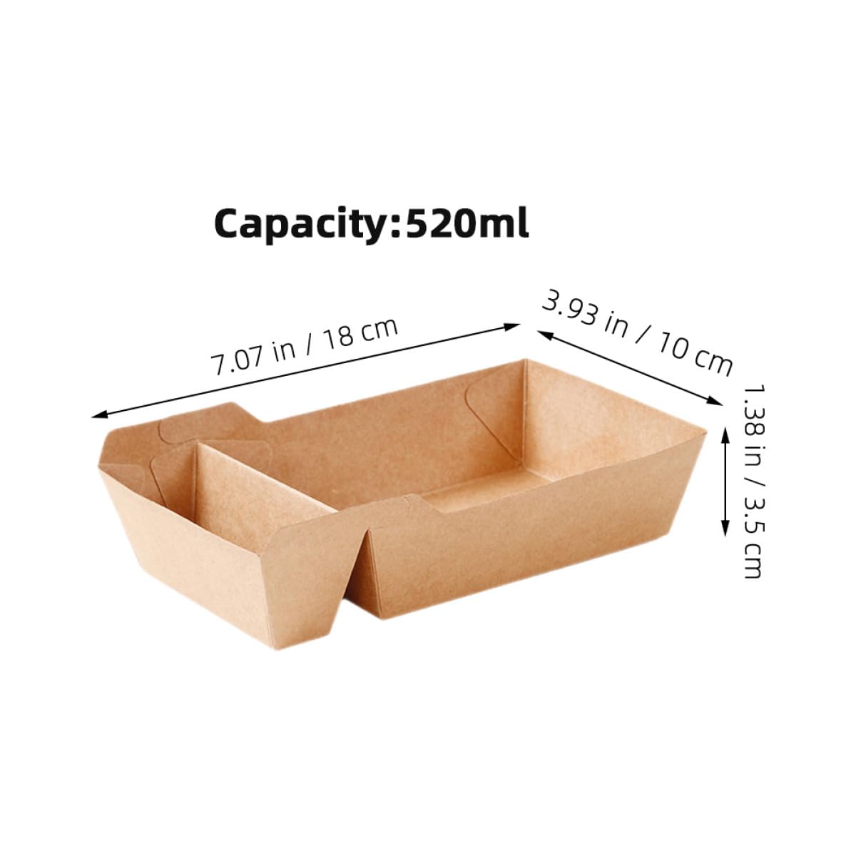 Healeved 100 Stück Snackboxen aus Papier Doppelte Fächer Snackbehälter 520 Ml Lebensmittelecht Faltbar für Frittierte Snacks und Süßigkeiten bei Partys