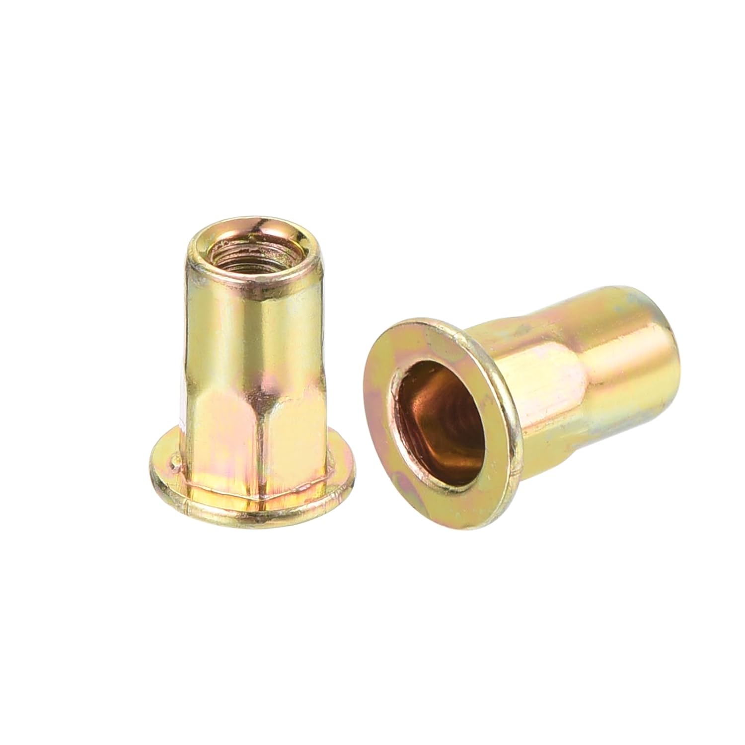 uxcell 20Pcs Half Hex Body Flange Rivet Nut, M3 Flat Head Carbon Steel Thread Insert Nut Zinc Plated