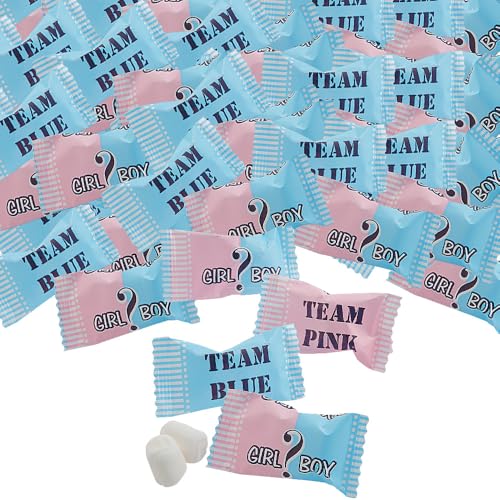Team Blue/Pink Candy Buttermints, 108 individualy wrapped mints - Gender Reveal Candy, Baby Shower Party Supplies