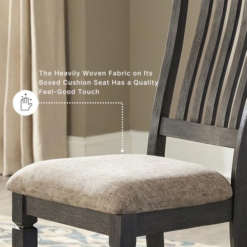 Image of Signature Design by Ashley Ralene Transitional Faux Leather Dining Chair with Cushioned Seat, Set of 4, Medium Brown & Black