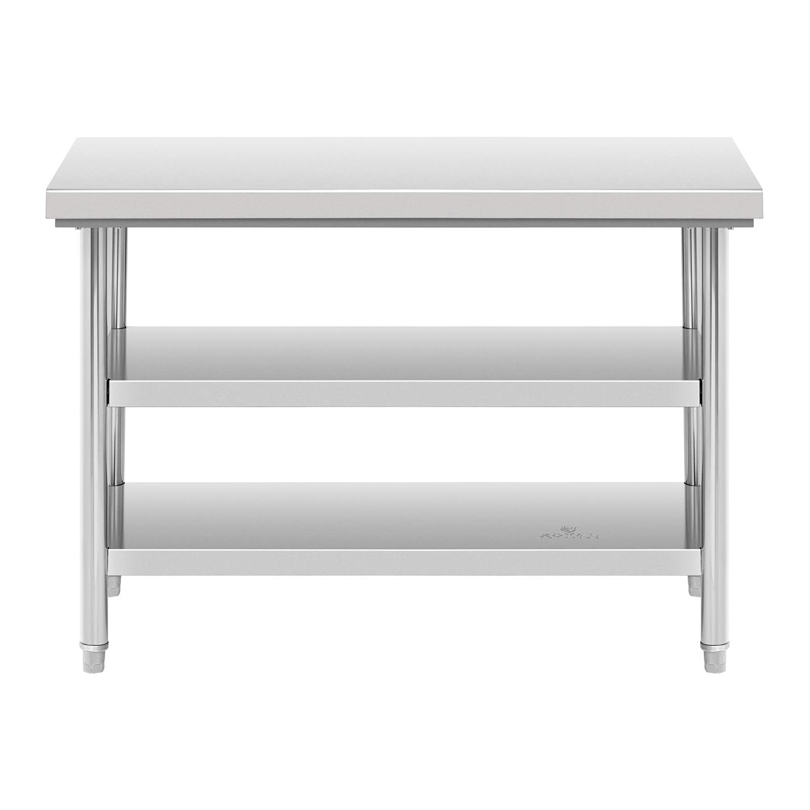 Royal Catering Mesa De Acero Inoxidable para Hostelería RCWT-120X60-3L-E (Capacidad de Carga máx.: 500 kg, Superficie de Trabajo: 120 x 60 cm, 3 Niveles)