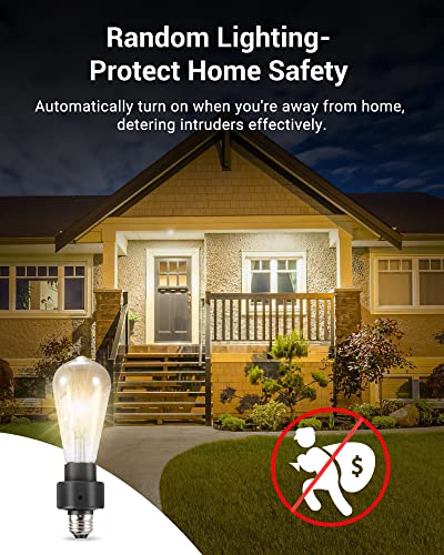 Dewenwils Dusk To Dawn Light Sensor Socket With Timer, E26 Bulb Light Sensor Socket Indoor/Outdoor For Porch Garage Garden Patio Waterpoof Lights, 2 Pack Black, Etl Listed #TOP5