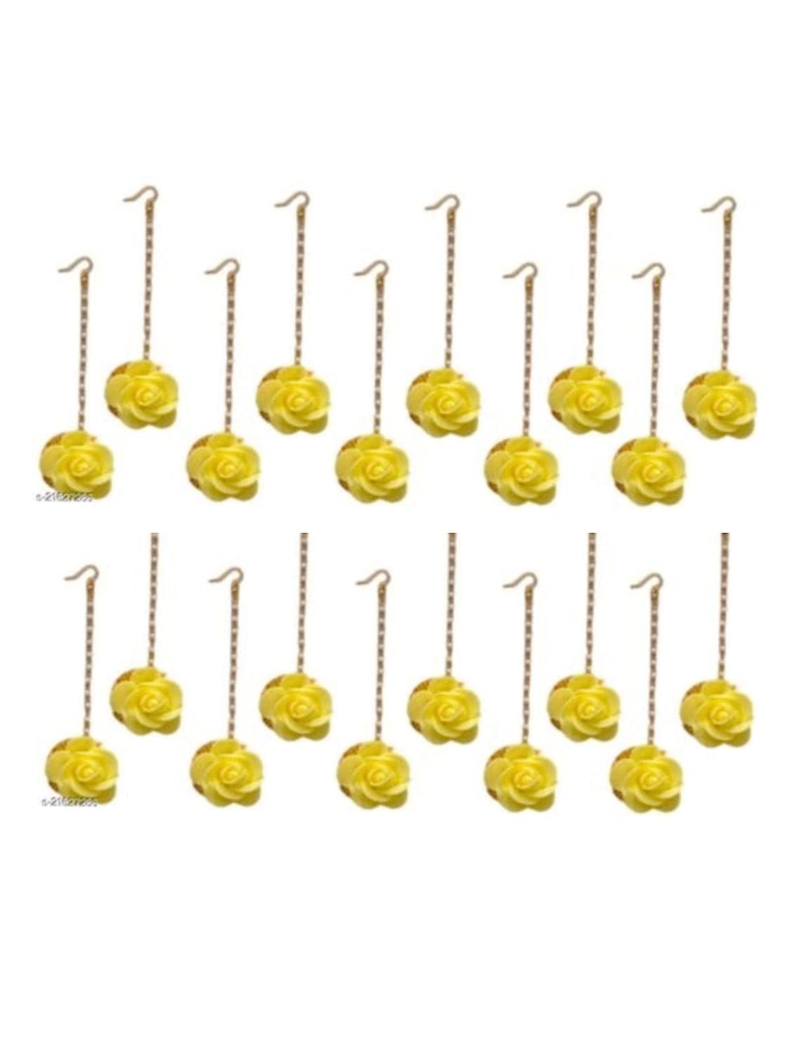 laxmi ethnic Flower Maang Tikka Jewellery Set for Wedding | Baby Shower | Haldi | Mehandi | Party in Yellow Colour for Girls and Women(Combo of 20) (B09QQDPSZH) Amazon Price History, Amazon Price Tracker