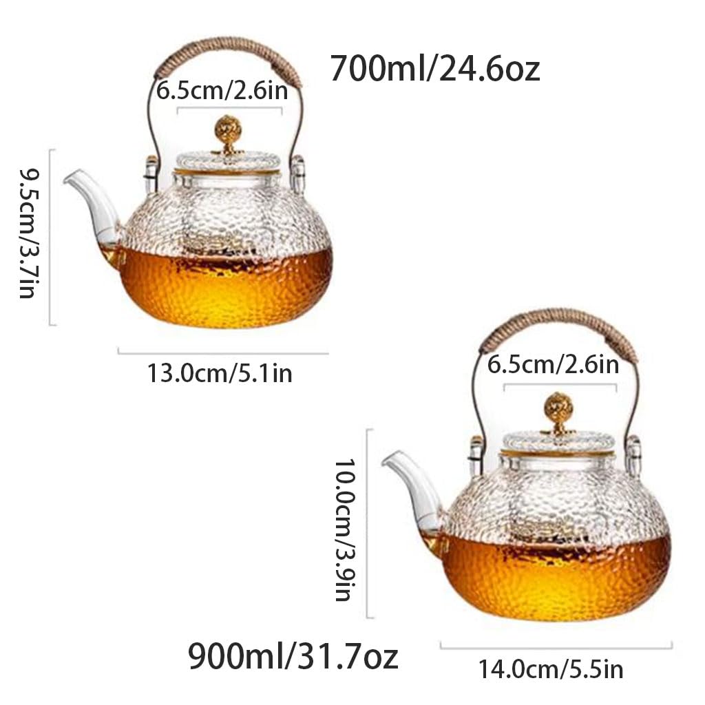 Exquisite Elektrische Keramik-Teekanne, Transparenter Glas-Teebereiter Mit Sieb, Großes Fassungsvermögen, Praktischer Teekessel,Without Cup-700ml