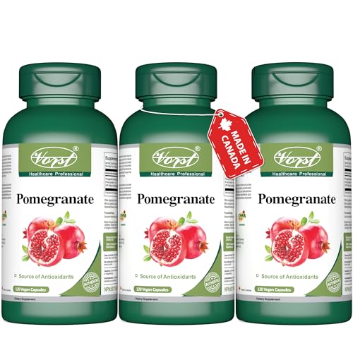 VORST Pomegranate Extract 3000mg Raw Equivalent 120 Vegan Capsules | Source of Antioxidants & Ellagic Acid | Nitric Oxide Supplement | Powder Pills | 3 Bottles