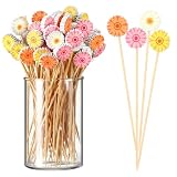 400 Pcs Spring Summer Daisy Cocktail Picks Flower Bamboo Toothpicks Bulk Daisies Long Cocktail...