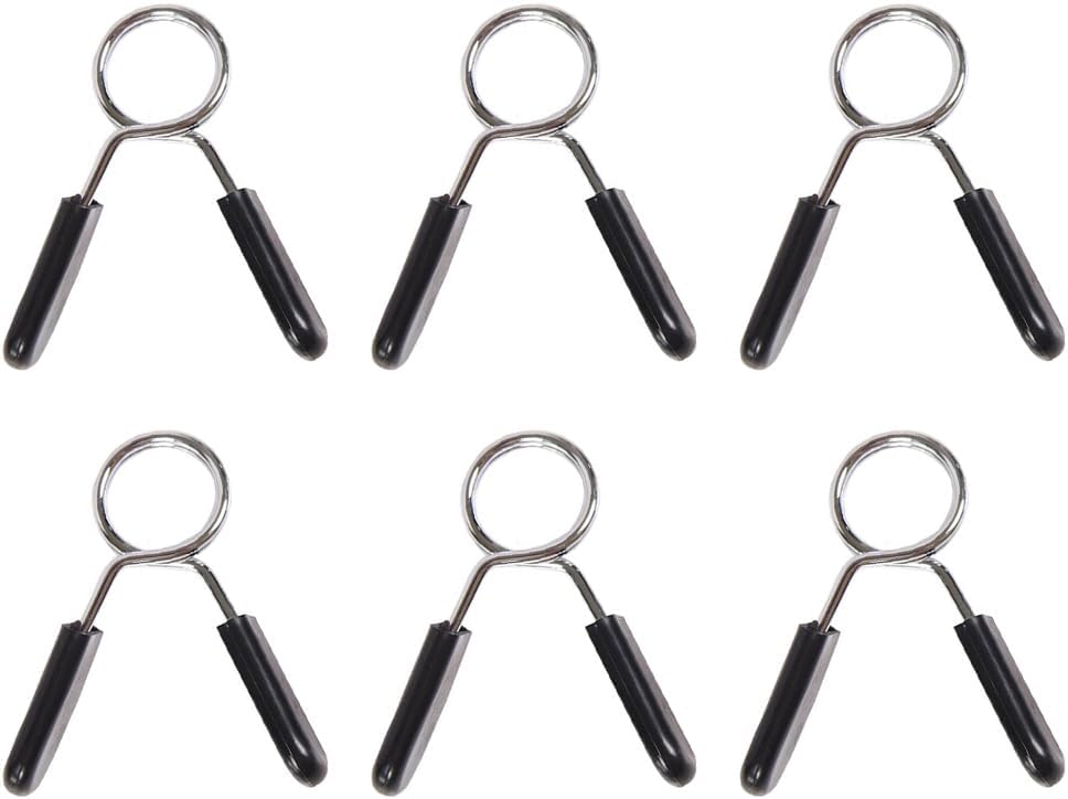 VANZACK 6Pcs Barbell Clamps Dumbbell Spring Clip 1 Inch Spring Collar Clip Weight Bars Dumbbell Spring Clips Fitness Weightlifting Buckle for Strength Gym Accessory