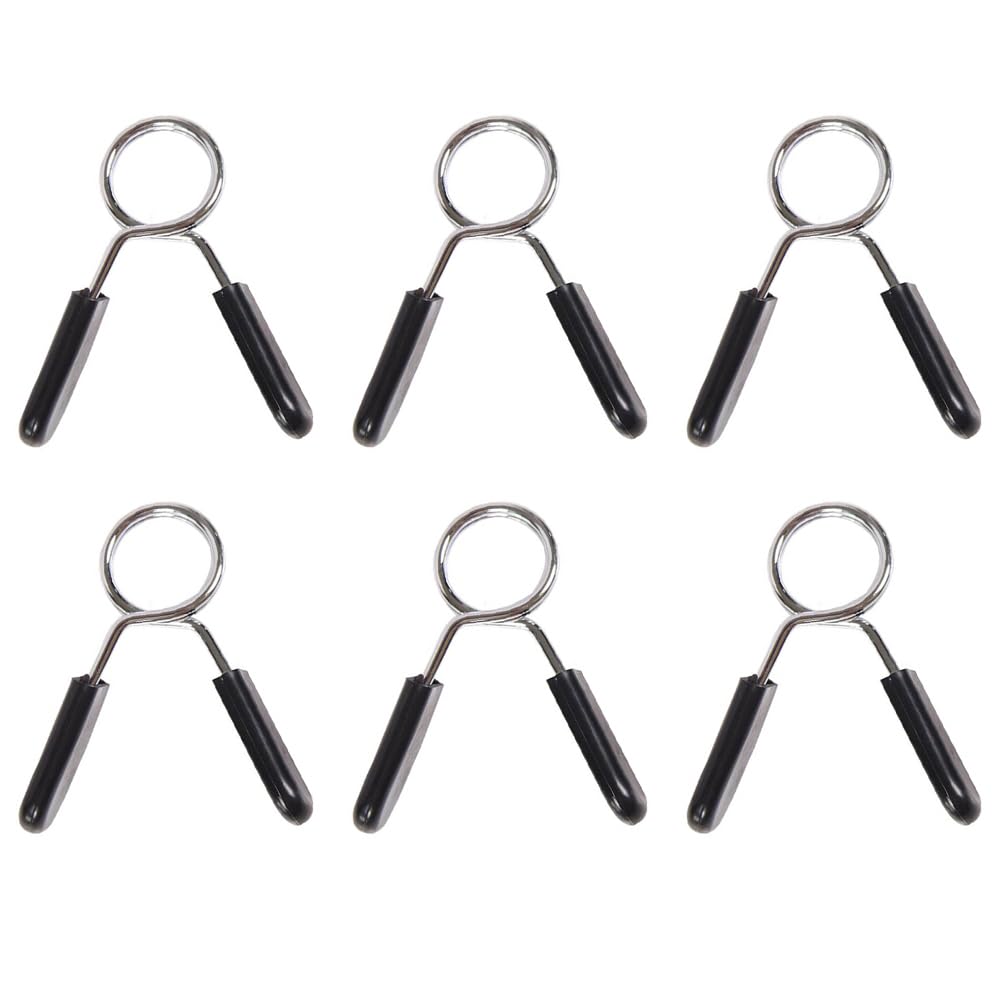VANZACK 6Pcs Barbell Clamps Dumbbell Spring Clip 1 Inch Spring Collar Clip Weight Bars Dumbbell Spring Clips Fitness Weightlifting Buckle for Strength Gym Accessory