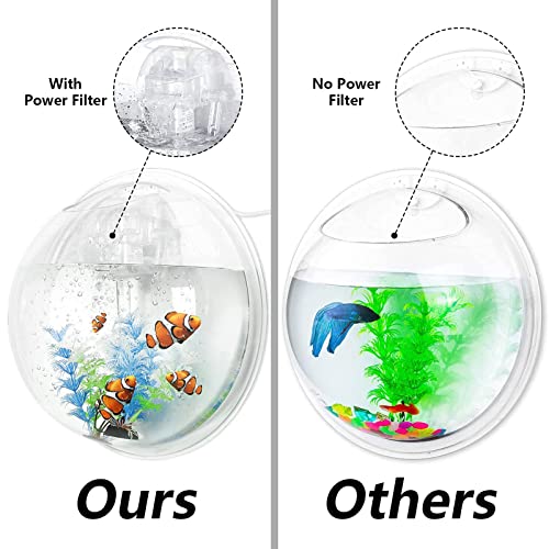 Outgeek Wall Mounted Aquarium Tank: 1-Gallon Betta Fish Bowl Hanging Aquariums Clear Acrylic Bubble Tanks - Portable Plastic Fishtank Waterfall For Home Garden Office #TOP3