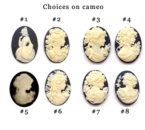 Miniatura 3 de Black Vintage Style Cameo Necklace, Victorian Lady, 25x18mm (#1)