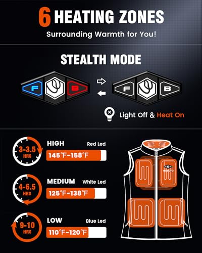 Image of WASOTO Heated Vest for Men Fleece Vest 16000mAh Battery Pack Charger Included Rechargeable Lightweight for Hunting Cycling