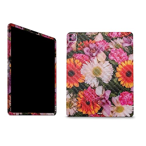 Image of MightySkins Carbon Fiber Skin Compatible With Apple iPad Pro 12.9 inch M2 6th Gen (2022) Full Wrap Kit - Watered Flowers | Protective Durable Textured Carbon Fiber Finish | Easy To Apply | Made in the USA