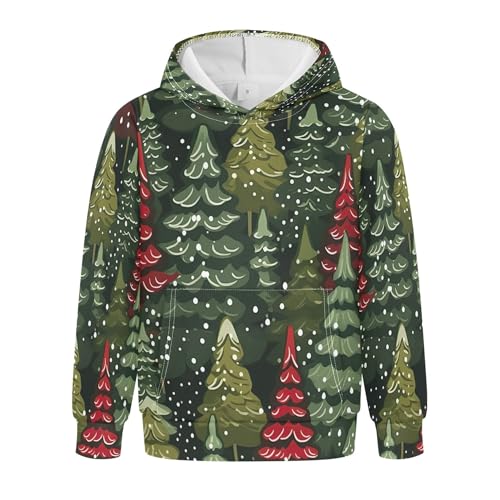 Kids Hoodies Sweaters Christmas Xmas Trees Hooded Sweatshirts with Big Pockets for Boys Girls B0400333