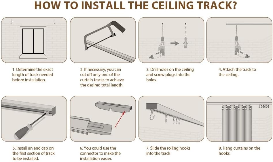 Heavy Duty Aluminum Curtain Track System, Ceiling-Mounted Rod with Clete Kit for Living Room, Patio, Retail Displays, and Clothing Stores - Versatile & Durable