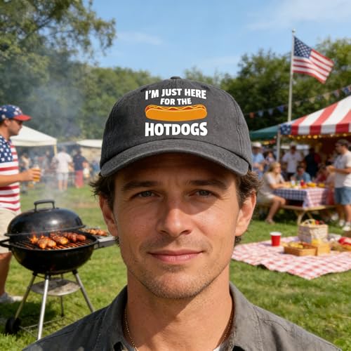 Image of I'm JUST HERE for The Hotdogs Hats for Men Baseball Caps Trendy Washed Workout Hats Light Weight