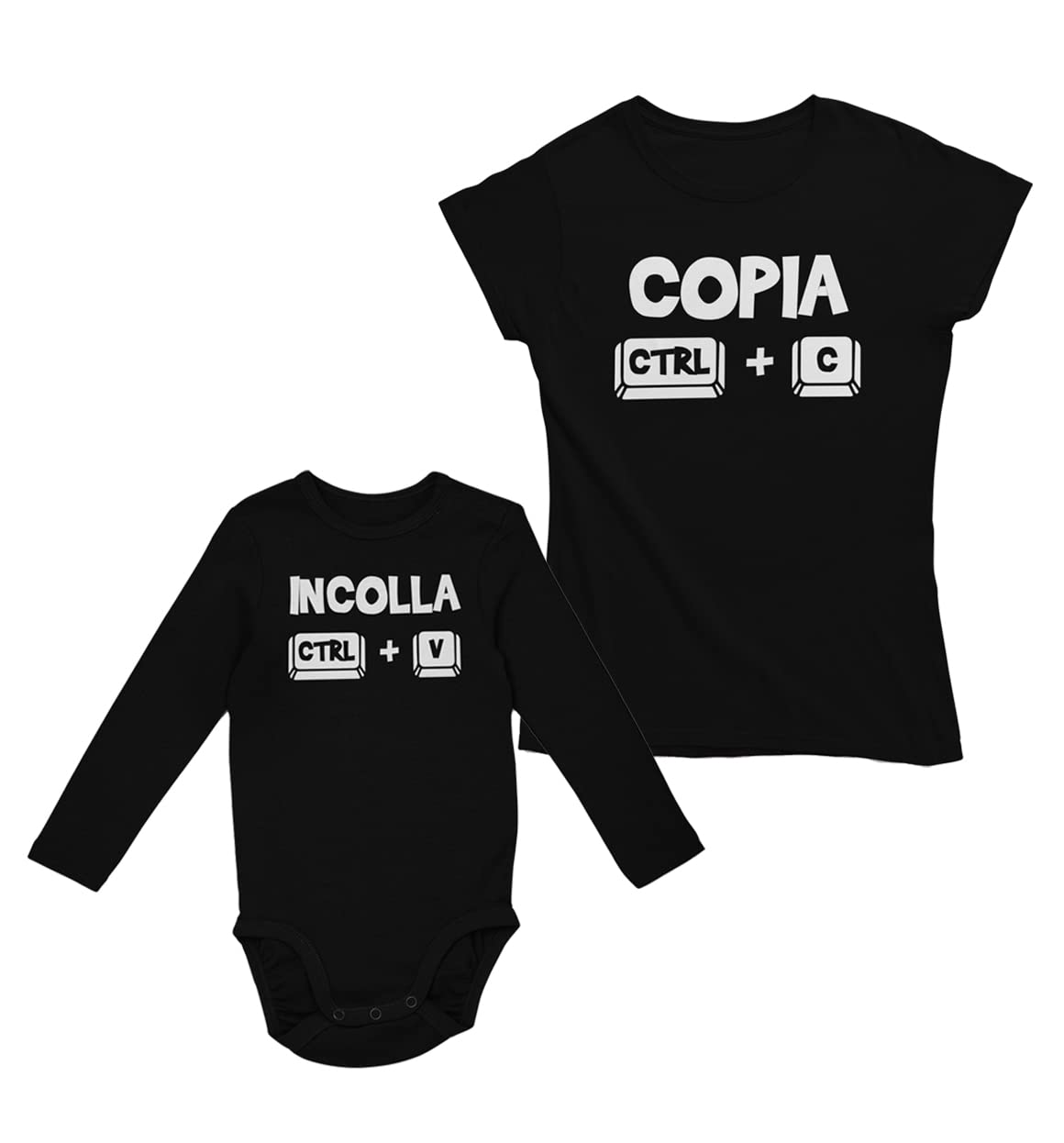 Shirtgeil Copia e Incolla Body Neonato manica lunga e Maglietta Mamma - Set Neonato Regalo