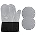 Guantes para Horno Silicona Resistente al Calor, Icekids Guantes Horno con Mangas Largas Poliéster Interior, Antideslizante Impermeable, Adecuado para Hornear, Asar, Cocinar (Gris)