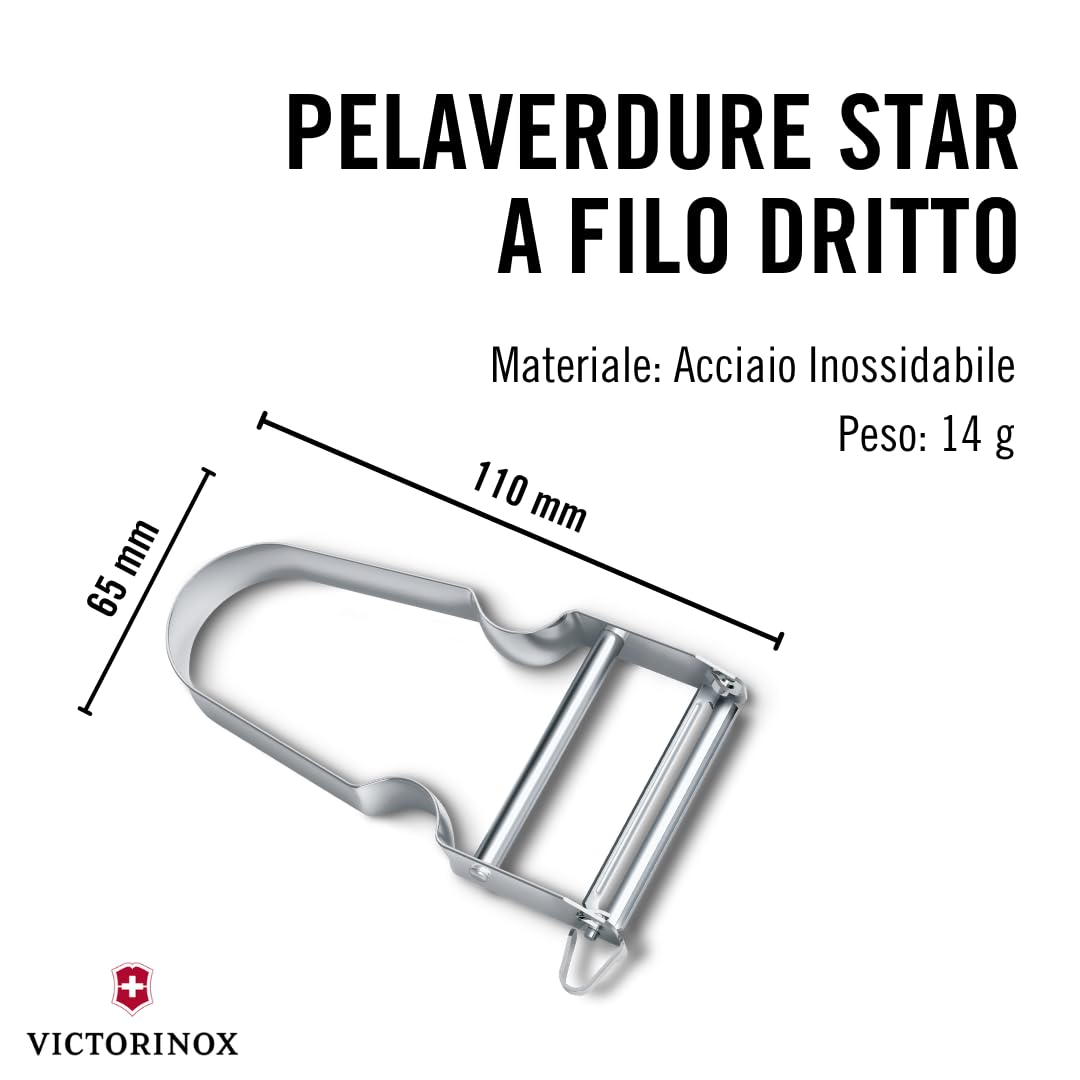 Victorinox Pelapatate STAR, pelapatate a doppio taglio con lama a pendolo, extra affilato, manico in metallo, Swiss Made