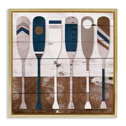 Rustic Ocean Paddle Ores Nautical, 18 x 18 Inch Canvas in Floater Frame