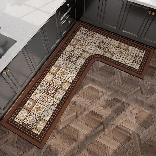 Tapete de Cocina en L Antideslizante Lavable 2'7"x3'11" miniatura 1