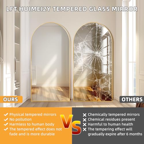Image of LFT HUIMEI2Y 76.4 inchx37 inch Arch Full Length Mirror, Gold Floor Mirror