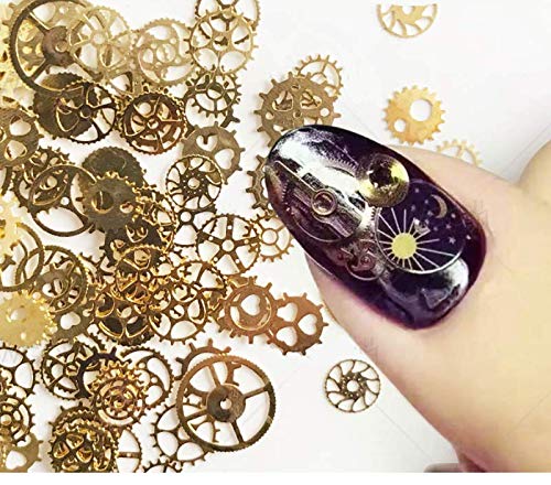 Metal Nail Sequins 3D Punk Time Gears Nail Studs Nail Art Decorations (Box-Packed)