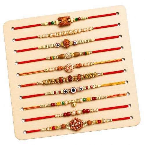 Image of Oblivion Rakhi for Brother - Multicolour Elegant Designer Dora Rakhi for Bhai with Silver Colour Coin, Tilak Set and Greeting Card - Traditional Raksha Bandhan Combo for Bhai