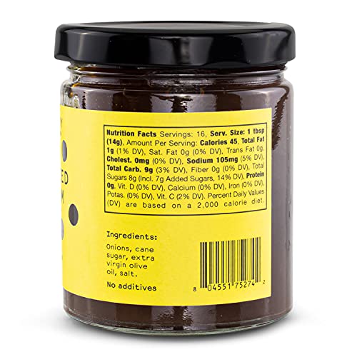 Jammy Yummy Caramelized Onion Jam, Classic Spread For Burger Patties, Cheeseboards, Cheese Toast, Meat Seasoning, Grilled Cheese Sandwich, Pizza - Natural Onion Jam, No Preservatives, No Additives, No Pectin, Fat Free, Low Sodium -8Oz Jar #TOP1